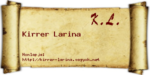 Kirrer Larina névjegykártya